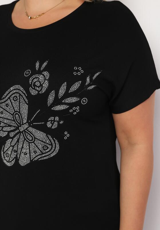 Czarny Klasyczny Bawełniany T-shirt z Nadrukiem Wiloa 5