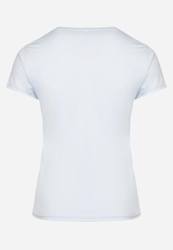 Jasnoniebieski T-shirt z Krótkim Rękawem i Ozdobnym Nadrukiem Testolene 7