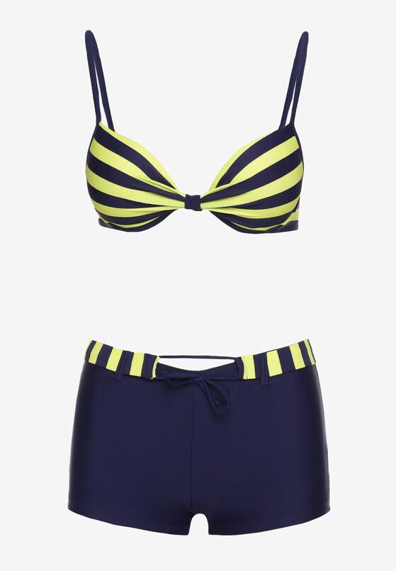 Zielono-Granatowe Bikini Dwuczęściowe Stanik z Usztywnionymi Miseczkami Szorty z Paskiem Vivadia 5