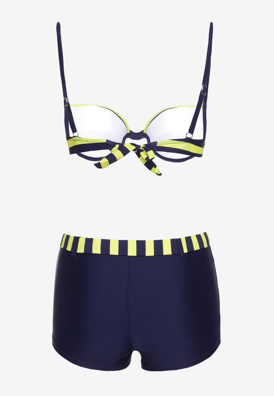 Zielono-Granatowe Bikini Dwuczęściowe Stanik z Usztywnionymi Miseczkami Szorty z Paskiem Vivadia 6