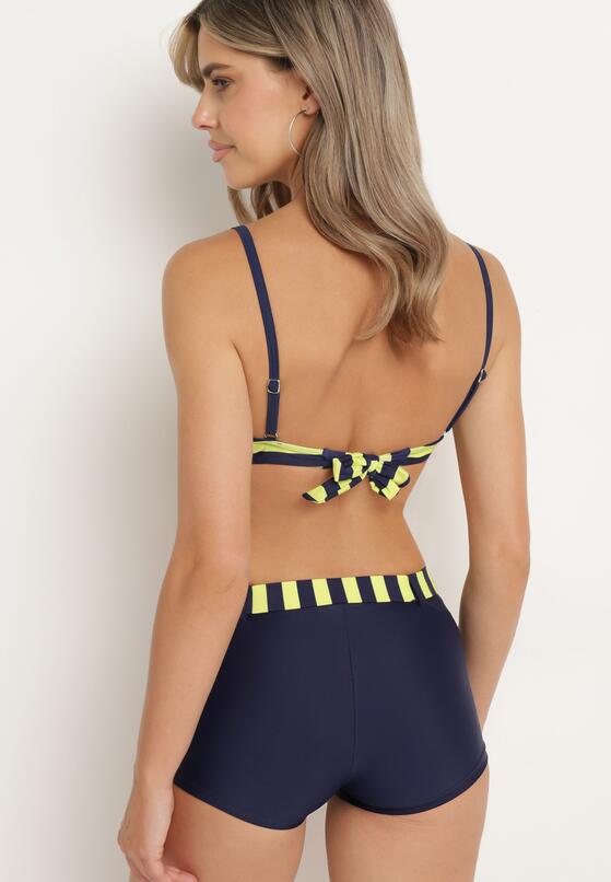Zielono-Granatowe Bikini Dwuczęściowe Stanik z Usztywnionymi Miseczkami Szorty z Paskiem Vivadia 3