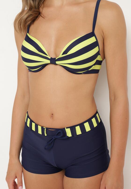 Zielono-Granatowe Bikini Dwuczęściowe Stanik z Usztywnionymi Miseczkami Szorty z Paskiem Vivadia 4