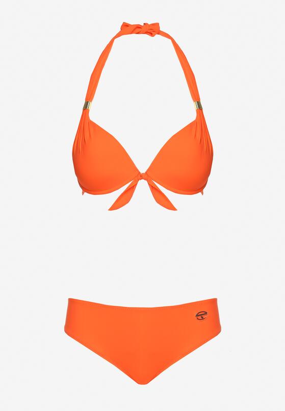 Pomarańczowe Bikini Dwuczęściowe Stanik Wiązany na Szyi Majtki Typu Figi Uvadia 5