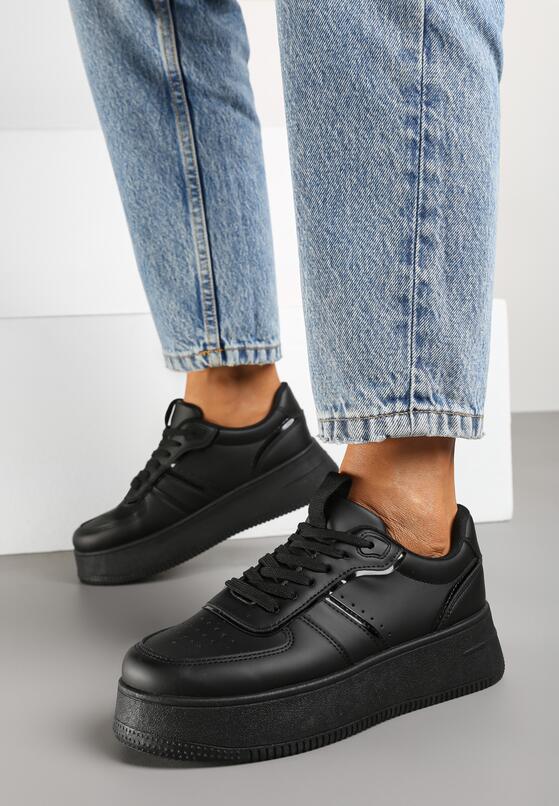 Czarne Klasyczne Sneakersy Vices na Grubej Podeszwie Torira 4