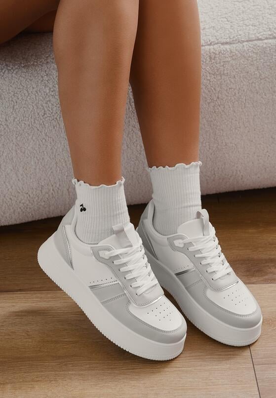 Biało-Szare Klasyczne Sneakersy Vices na Grubej Podeszwie Torira 1