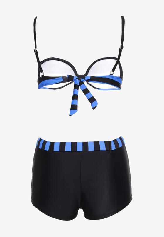 Niebiesko-Czarne  Bikini Dwuczęściowe Stanik z Usztywnionymi Miseczkami Szorty z Paskiem Vivadia 6