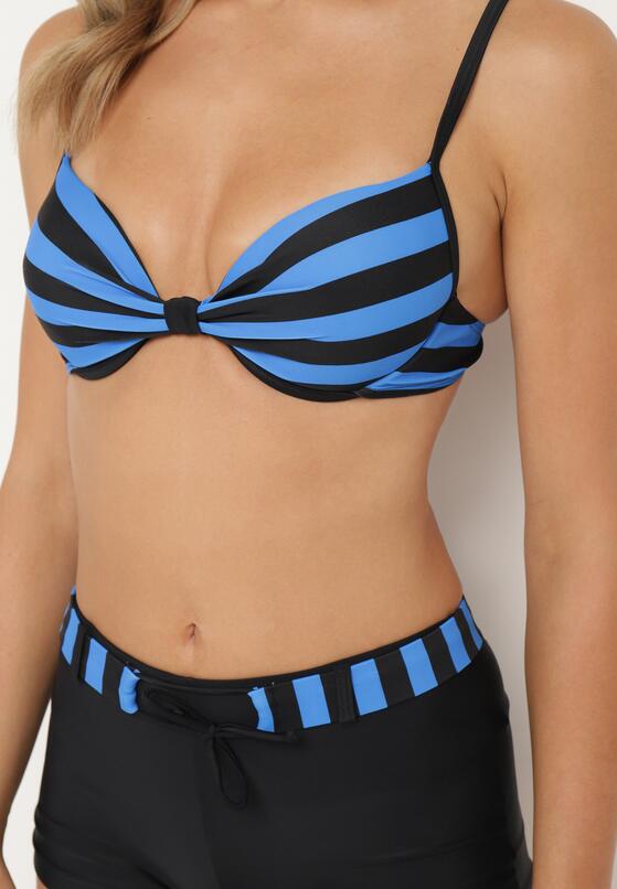 Niebiesko-Czarne  Bikini Dwuczęściowe Stanik z Usztywnionymi Miseczkami Szorty z Paskiem Vivadia 4