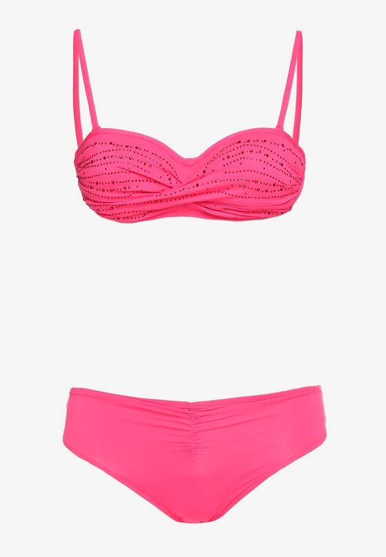Różowe Bikini Stanik z Cekinami Majtki Typu Figi Vikinies 5