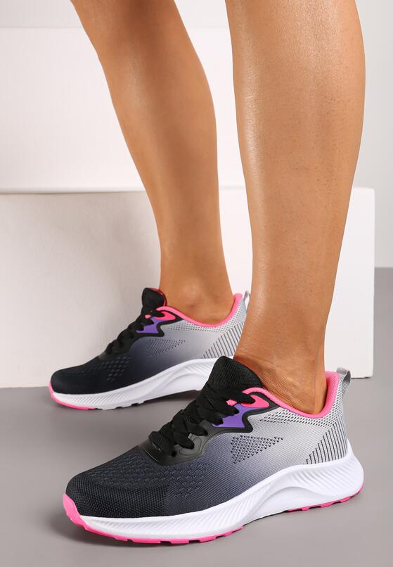 Szaro-Fuksjowe Buty Sportowe Sneakersy ze Sznurowaniem Vikirilla 1