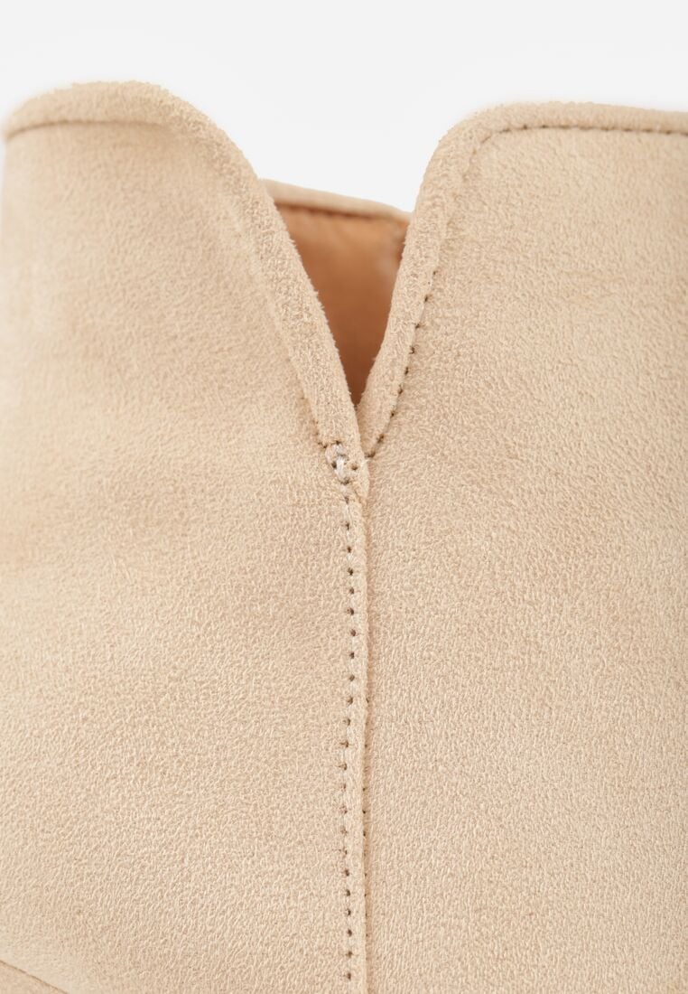 Jasnobeżowe Botki na Szpilce ze Szpiczastym Noskiem Reyi 10