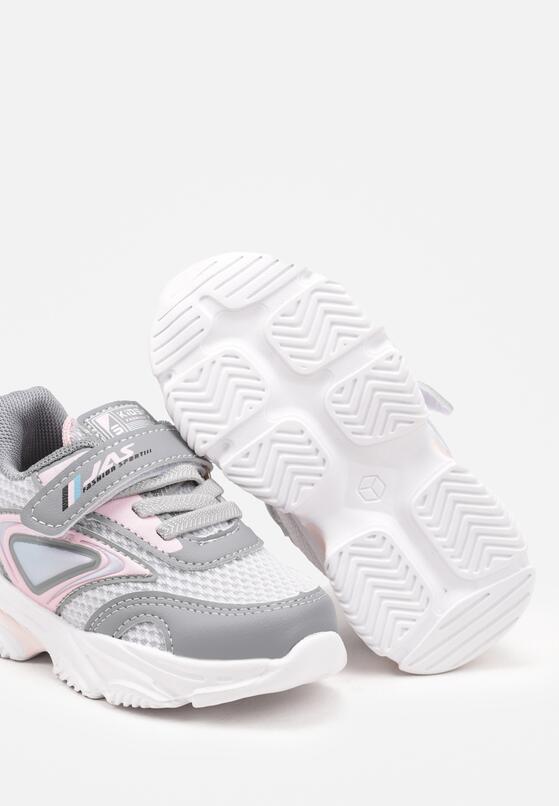 Szaro-Różowe Buty Sportowe Zapinane na Rzep z Odblaskowymi Elementami Ulovia 3