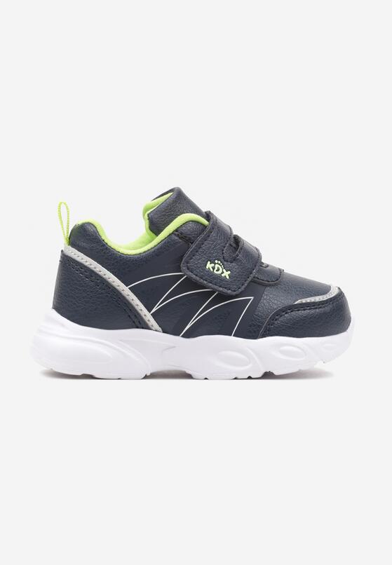 Granatowe Płaskie Buty Sportowe Sneakersy na Rzep z Ozdobnymi Przeszyciami Tinalynne 1