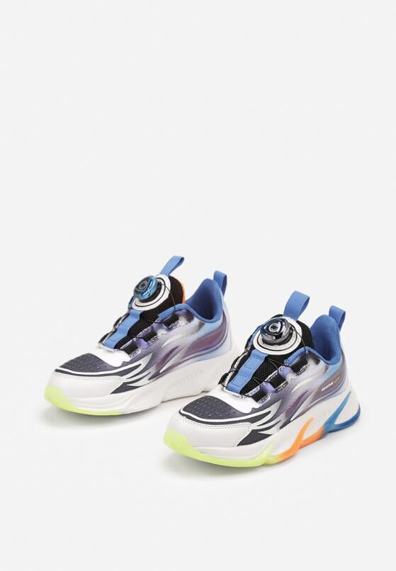 Biało-Niebieskie Płaskie Buty Sportowe Sneakersy z Ozdobną Podeszwą Rulagia 2