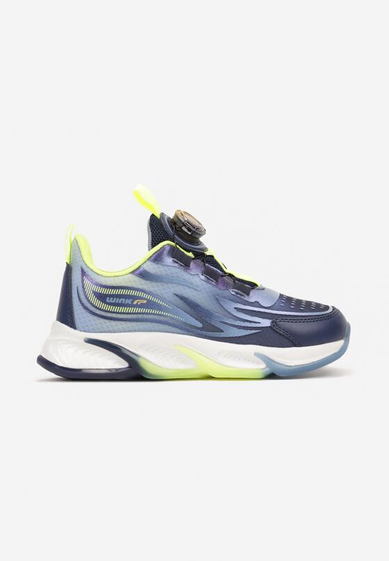 Granatowo-Zielone Płaskie Buty Sportowe Sneakersy z Ozdobną Podeszwą Rulagia 1