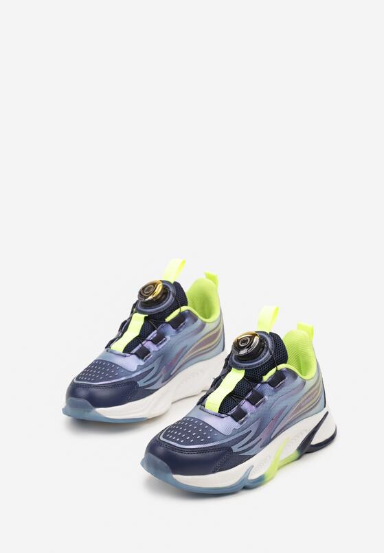 Granatowo-Zielone Płaskie Buty Sportowe Sneakersy z Ozdobną Podeszwą Rulagia 2