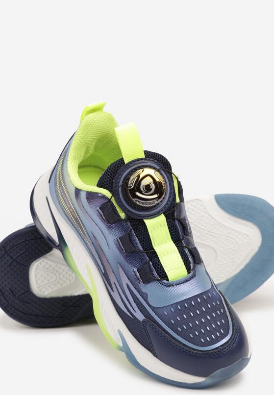 Granatowo-Zielone Płaskie Buty Sportowe Sneakersy z Ozdobną Podeszwą Rulagia 3