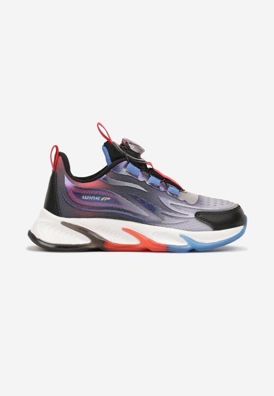 Czarno-Czerwone Płaskie Buty Sportowe Sneakersy z Ozdobną Podeszwą Rulagia 1