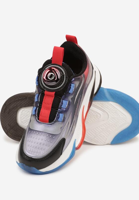 Czarno-Czerwone Płaskie Buty Sportowe Sneakersy z Ozdobną Podeszwą Rulagia 3