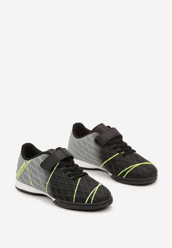 Czarno-Szare Płaskie Buty Sportowe Sneakersy Halówki na Rzep Nelliya 2