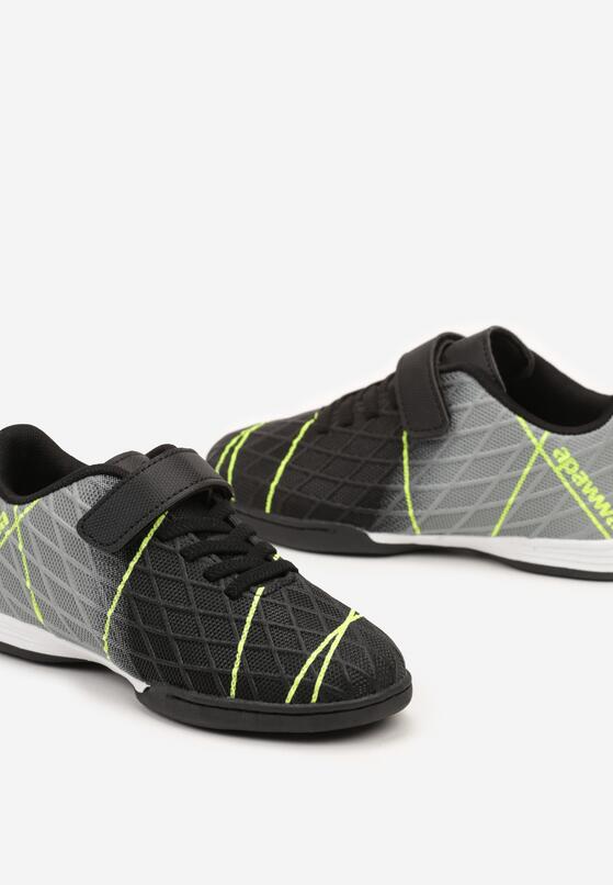 Czarno-Szare Płaskie Buty Sportowe Sneakersy Halówki na Rzep Nelliya 3