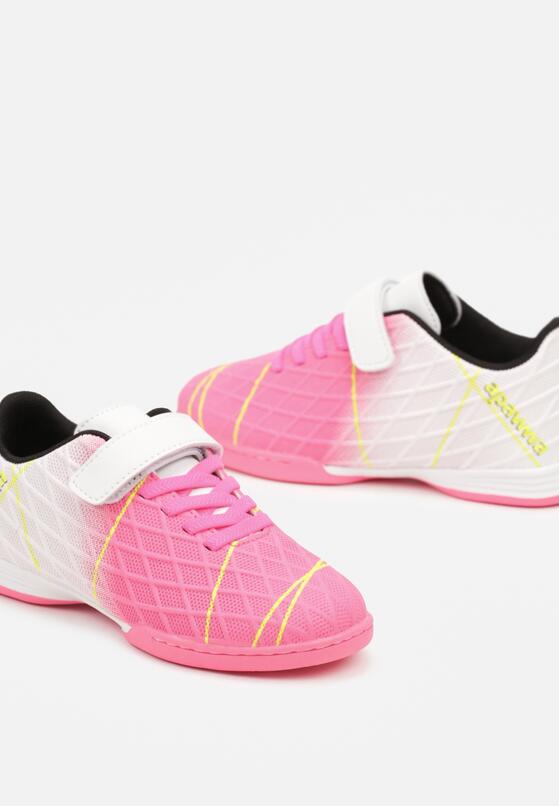 Różowo-Białe Płaskie Buty Sportowe Sneakersy Halówki na Rzep Nelliya 3