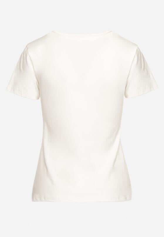 Biały Bawełniany T-shirt z Nadrukiem w Kształcie Serc Gennea 7