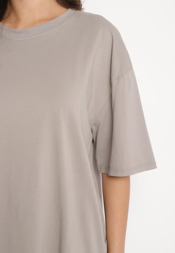 Beżowy Bawełniany T-shirt Koszulka z Krótkim Rękawem Bevima 5