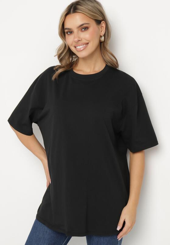 Czarny Bawełniany T-shirt Koszulka z Krótkim Rękawem Bevima 1