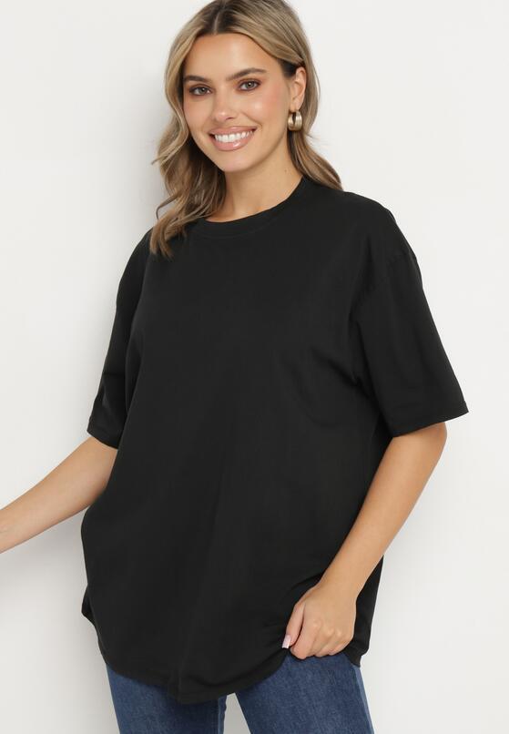 Czarny Bawełniany T-shirt Koszulka z Krótkim Rękawem Bevima 2