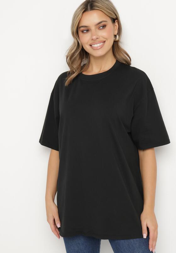 Czarny Bawełniany T-shirt Koszulka z Krótkim Rękawem Bevima 4
