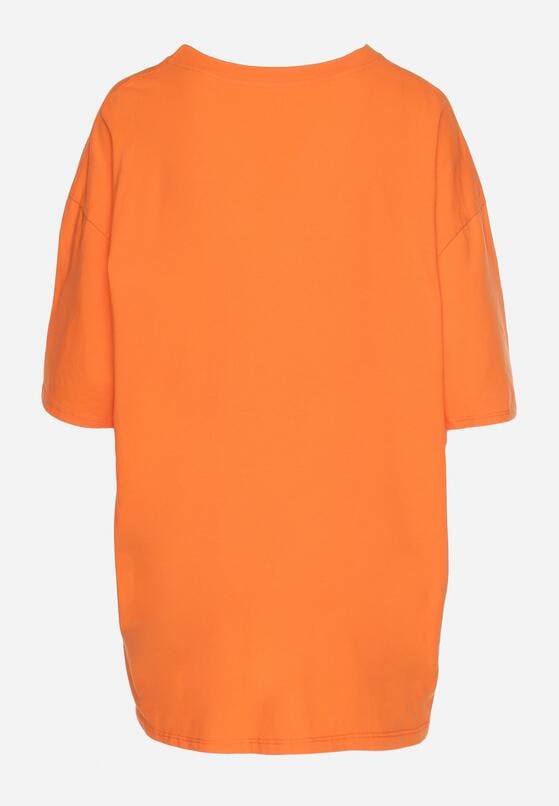 Pomarańczowy Bawełniany T-shirt Koszulka z Krótkim Rękawem Bevima 6