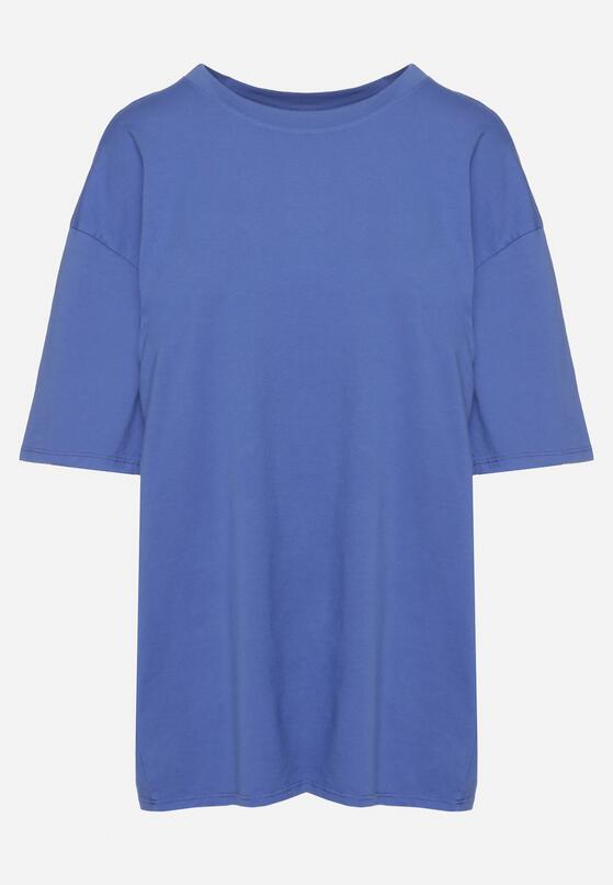 Niebieski Bawełniany T-shirt Koszulka z Krótkim Rękawem Bevima 6