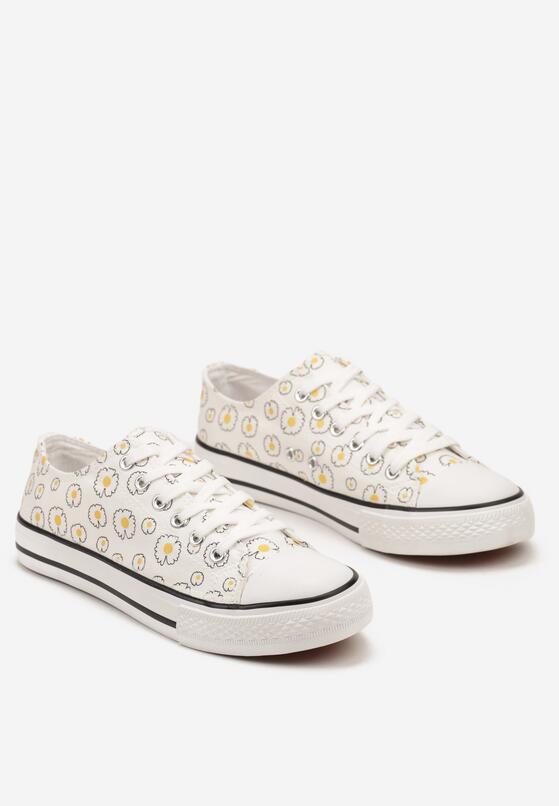 Białe Płaskie Trampki w Stokrotki Garnisea 5