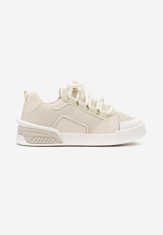 Beżowe Sneakersy Trampki na Grubej Podeszwie z Szerokimi Sznurówkami Lindnesa 4