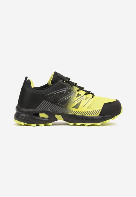 Czarno-Żółte Sznurowane Płaskie Buty Sportowe z Geometrycznym Wzorem Brefoa 1