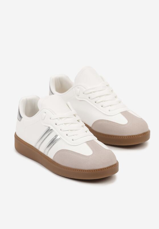 Biało-Srebrne Sportowe Sneakersy z Wiązaniem Jrefia 5