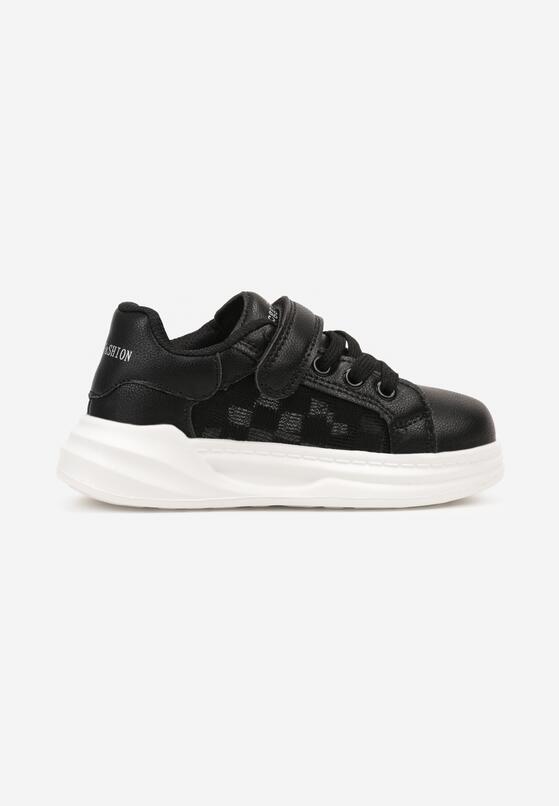 Czarne Płaskie Buty Sportowe Sneakersy z Kolorowymi Sznurówkami i Skórzaną Wkładką Elmelba 1