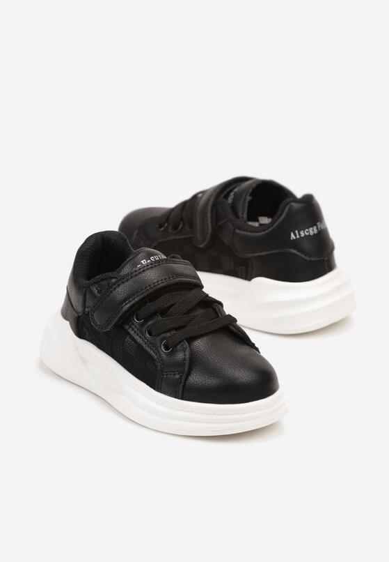 Czarne Płaskie Buty Sportowe Sneakersy z Kolorowymi Sznurówkami i Skórzaną Wkładką Elmelba 2