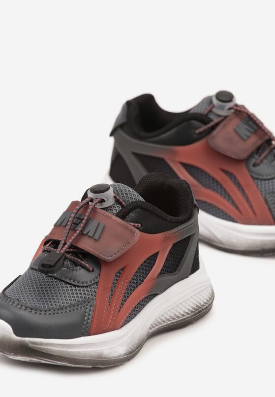 Ciemnoszare Buty Sportowe Sneakersy na Płaskiej Podeszwie ze Skórzaną Wkładką i Perforacją Amelba 3