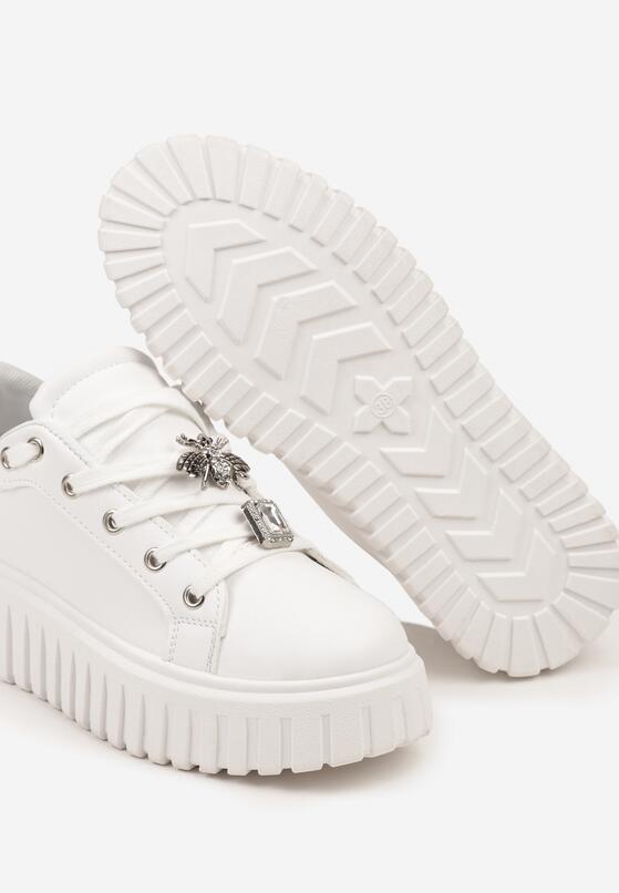 Biało-Czarne Sneakersy na Grubej Tłoczonej Podeszwie z Metalicznymi Aplikacjami 3D Hadrina 6