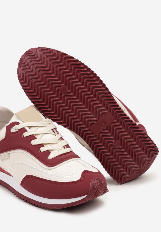 Bordowe Płaskie Sneakersy z Metalicznymi Wstawkami Rosmora 6