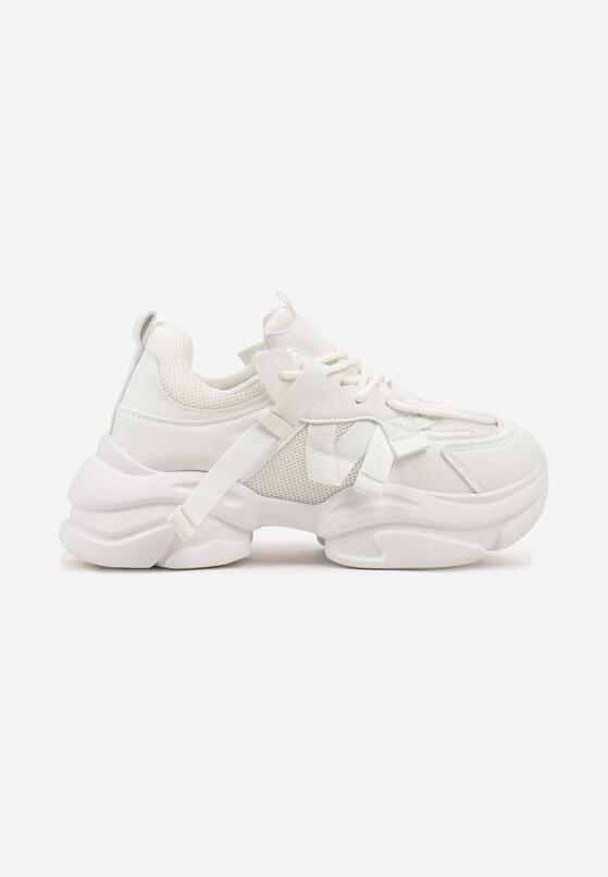 Białe Sneakersy na Grubej Podeszwie z Ozdobnymi Sznurówkami Moraza 4