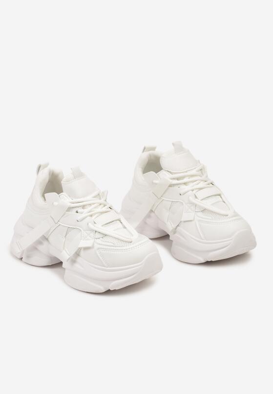 Białe Sneakersy na Grubej Podeszwie z Ozdobnymi Sznurówkami Moraza 5