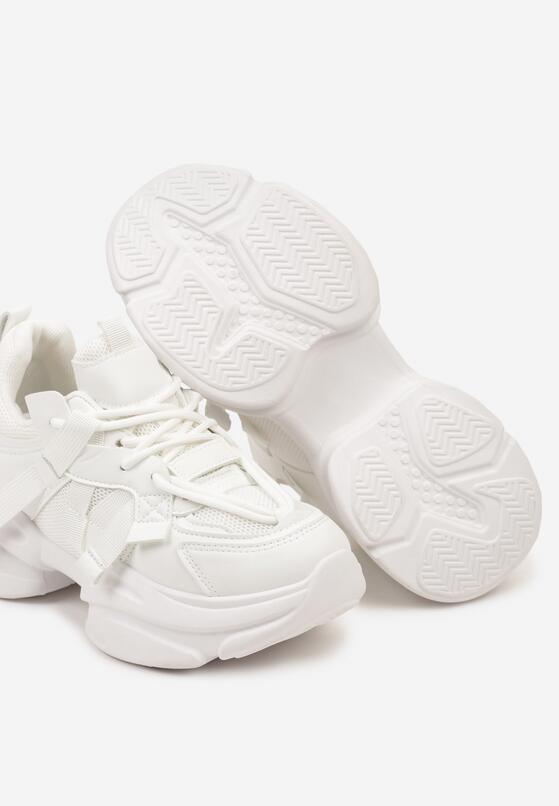 Białe Sneakersy na Grubej Podeszwie z Ozdobnymi Sznurówkami Moraza 6