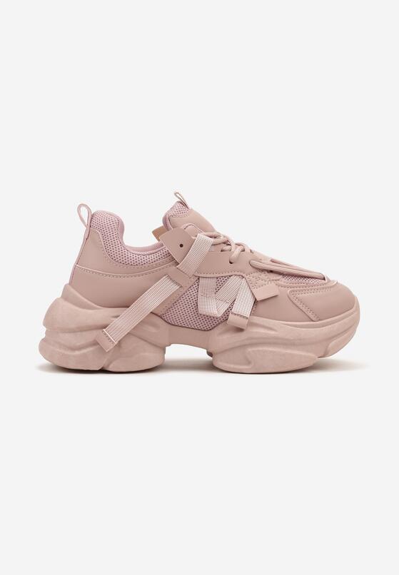 Różowe Sneakersy na Grubej Podeszwie z Ozdobnymi Sznurówkami Moraza 4