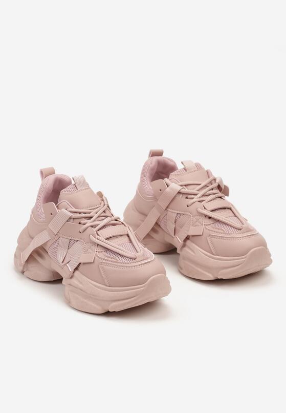 Różowe Sneakersy na Grubej Podeszwie z Ozdobnymi Sznurówkami Moraza 5