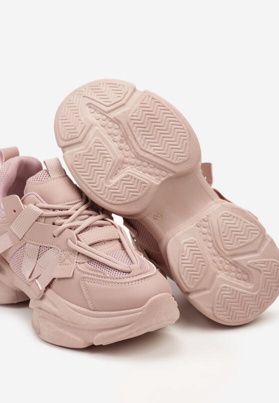 Różowe Sneakersy na Grubej Podeszwie z Ozdobnymi Sznurówkami Moraza 6