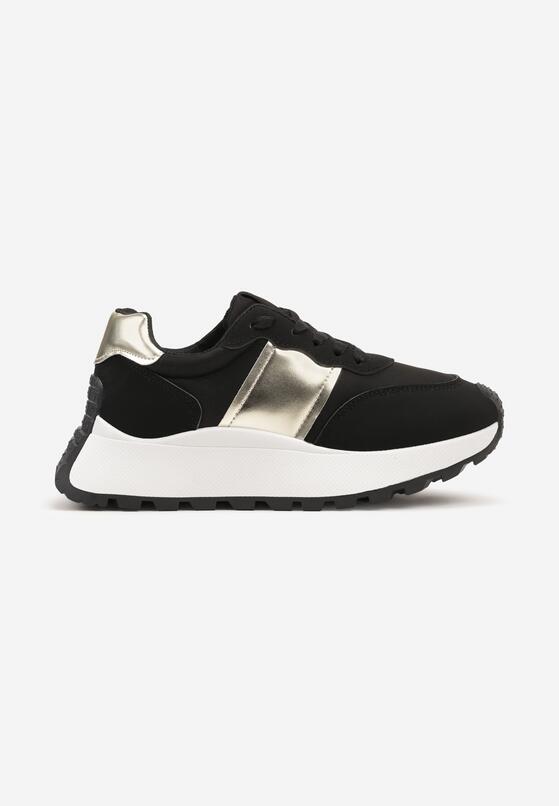 Czarne Sneakersy na Grubej Podeszwie z Metalicznymi Wstawkami Benara 4