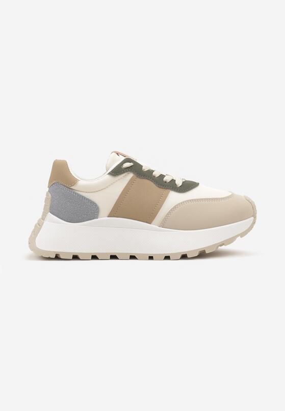 Beżowe Sneakersy na Grubej Podeszwie Benara 4