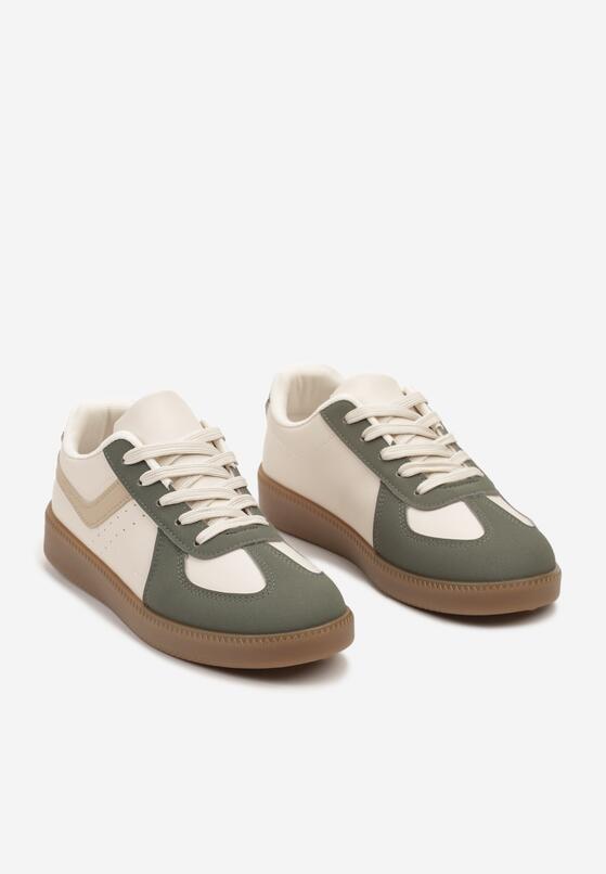 Zielone Sneakersy na Grubej Podeszwie z Ozdobnymi Wstawkami Galivia 5